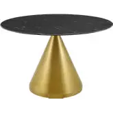 Tupelo 47" Dining Table in Black Faux Marble & Gold Steel