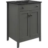 Nantucket 24" Bathroom Vanity in Gray Finish & Black Ceramic