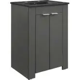 Maybelle 24" Bathroom Vanity in Gray Finish & Black Ceramic