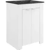 Maybelle 24" Bathroom Vanity in White Finish & Black Ceramic