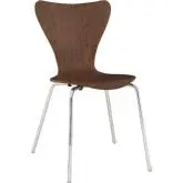 Ernie Dining Chair in Walnut Finish Wood on Metal Legs