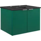 Maybelle 24" Wall Mount Bathroom Vanity in Green Finish & White Ceramic