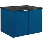 Maybelle 24" Wall Mount Bathroom Vanity in Navy Blue Finish & Black Ceramic