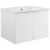 Maybelle 24" Wall Mount Bathroom Vanity in White Finish & White Ceramic