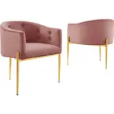 Savour Accent Chair in Tufted Dusty Rose Velvet & Gold Steel (Set of 2)