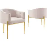 Savour Accent Chair in Tufted Pink Velvet & Gold Steel (Set of 2)