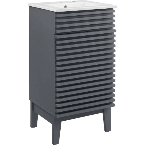 Render 18" Bathroom Vanity in Gray Finish & White Ceramic