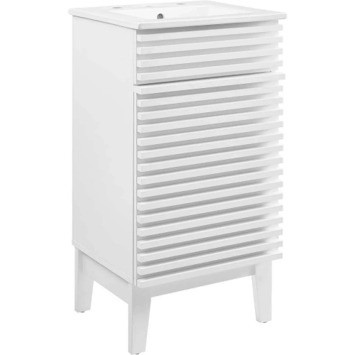 Render 18" Bathroom Vanity in White Finish & White Ceramic