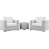 Convene 3 Piece Outdoor Accent Chair Set in Light Gray & White