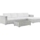 Convene 4 Piece Outdoor Sectional Set in Light Gray & White