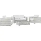 Convene 4 Piece Outdoor Loveseat Set in Light Gray & White