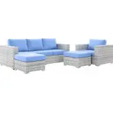 Convene 4 Piece Outdoor Sofa Set in Light Gray & Light Blue