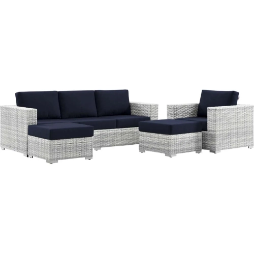 Convene 4 Piece Outdoor Sofa Set in Light Gray & Navy Blue