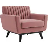 Engage Accent Chair in Channel Tufted Dusty Rose Velvet