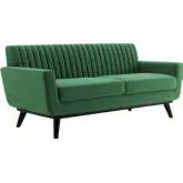 Engage Loveseat in Channel Tufted Emerald Green Velvet