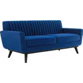 Engage Loveseat in Channel Tufted Navy Blue Velvet