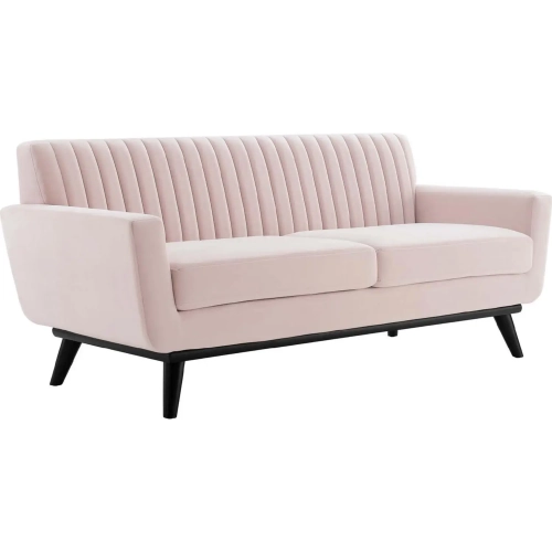 Engage Loveseat in Channel Tufted Pink Velvet