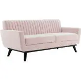 Engage Loveseat in Channel Tufted Pink Velvet