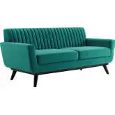 Engage Loveseat in Channel Tufted Teal Velvet