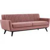 Engage Sofa in Channel Tufted Dusty Rose Velvet