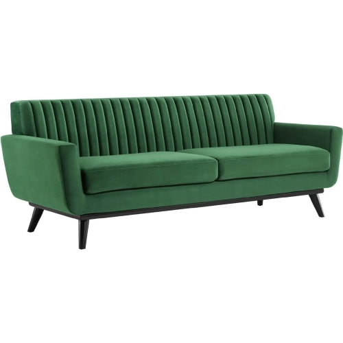 Engage Sofa in Channel Tufted Emerald Green Velvet