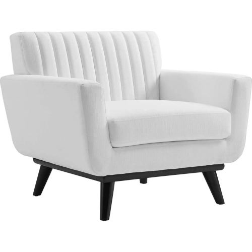 Engage Accent Chair in Channel Tufted White Fabric