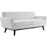 Engage Loveseat in Channel Tufted White Fabric