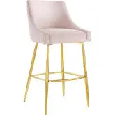 Discern Bar Stool in Pink Velvet & Gold Stainless