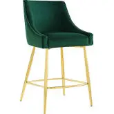 Discern Counter Stool in Green Velvet & Gold Stainless