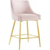 Discern Counter Stool in Pink Velvet & Gold Stainless