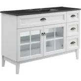 Isle 48" Bathroom Vanity Cabinet in White & Black Ceramic