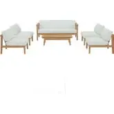 Bayport 6 Piece Outdoor Sofa Set in Teak & White Fabric