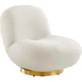 Kindred Accent Swivel Chair in Ivory Boucle Fabric & Brushed Gold