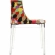 Multicolored Flowers Pattern Accent Chair with Clear Acrylic Legs