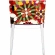 Multicolored Flowers Pattern Accent Chair with Clear Acrylic Legs