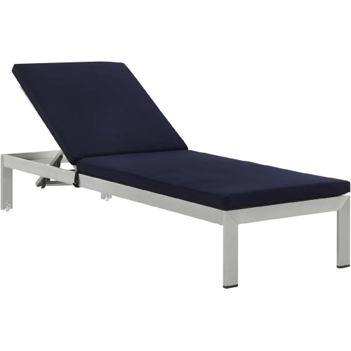 Shore Outdoor Chaise in Aluminum & Navy Blue Fabric