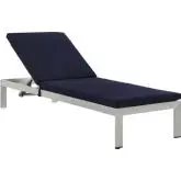 Shore Outdoor Chaise in Aluminum & Navy Blue Fabric