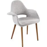 Aegis Dining Arm Chair in Light Gray Fabric on Wood Legs