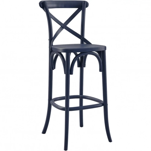 Gear Bar Stool in Midnight Blue Finish Wood