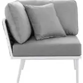 Stance Outdoor Corner Chair in Whit Metal & Gray Fabric