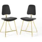 Ponder Counter Stool in Black Velvet & Gold Stainless (Set of 2)