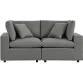 Commix Outdoor Overstuffed Loveseat in Charcoal Gray Fabric