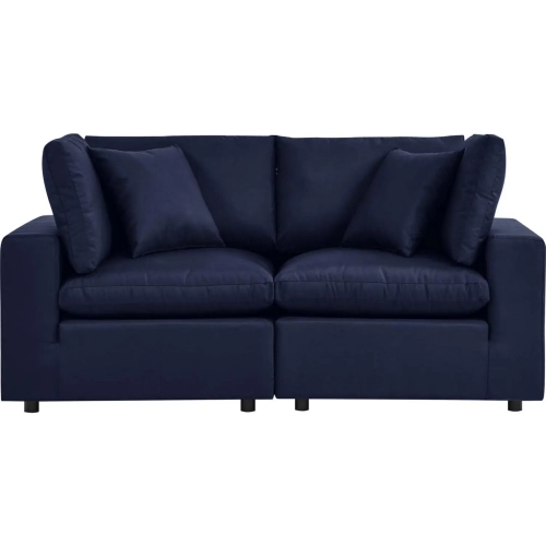 Commix Outdoor Overstuffed Loveseat in Navy Blue Fabric