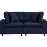 Commix Outdoor Overstuffed Loveseat in Navy Blue Fabric