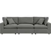 Commix Outdoor Overstuffed Sofa in Charcoal Gray Fabric