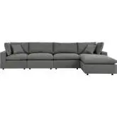 Commix Outdoor 5 Piece Sectional Sofa in Charcoal Gray Fabric