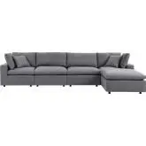 Commix Outdoor 5 Piece Sectional Sofa in Gray Sunbrella&reg; Fabric