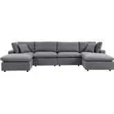 Commix Outdoor 6 Piece Sectional Sofa in Gray Sunbrella&reg; Fabric