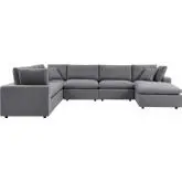 Commix Outdoor 7 Piece Sectional Sofa in Gray Sunbrella&reg; Fabric