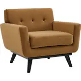 Engage Accent Arm Chair in Tufted Cognac Velvet & Black Wood Legs